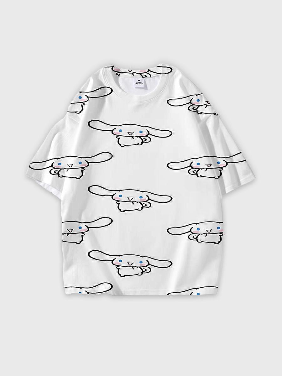 T-shirt girocollo Cartoon Pattern manica corta sciolta JW1581