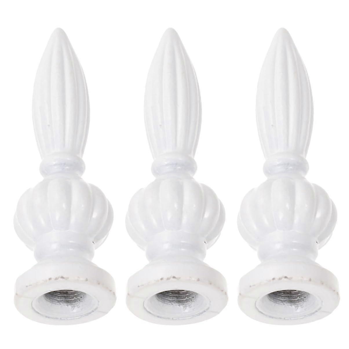 Lamp Finials - 3-Piece Decorative Set For Floor And Table Lamps, Polished White Finish, Internal Thread