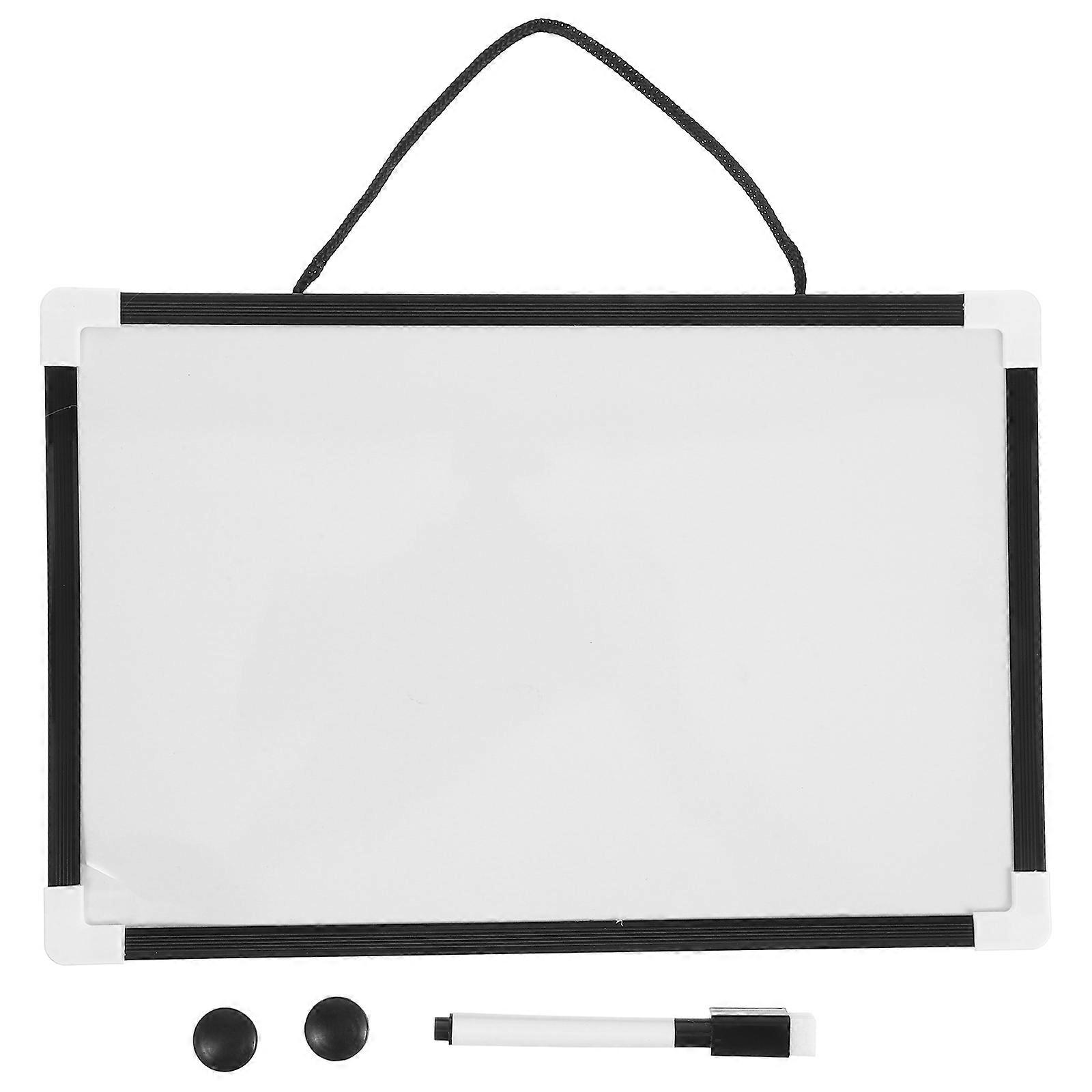 Small White Board Dry Erase Magnetic Double Sided Hanging White Board Message Leaving Metal Material 1 Set