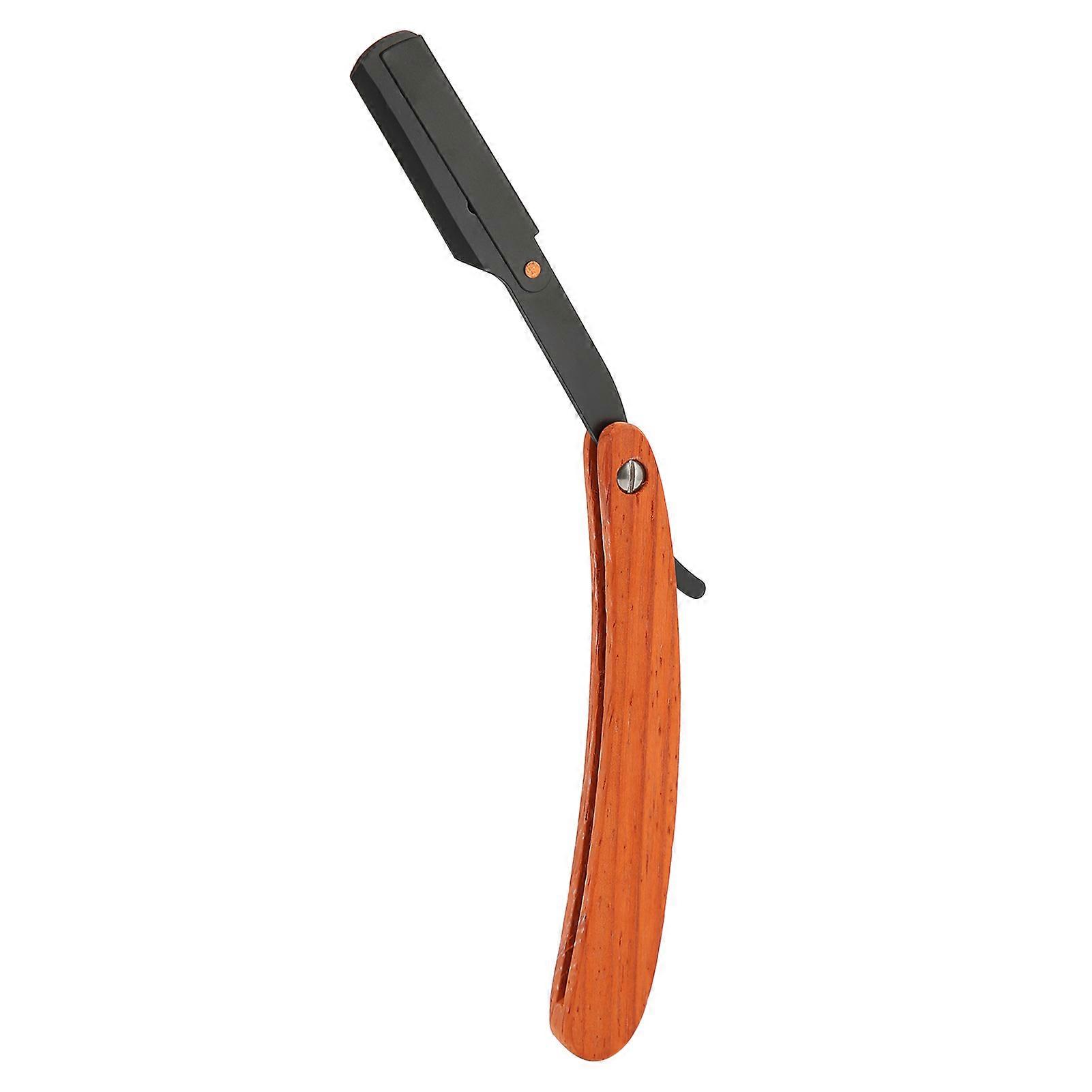 Replaceable Blade Vintage Barber Razor Wood Handle Straight Edge Razor for Beard Shaving