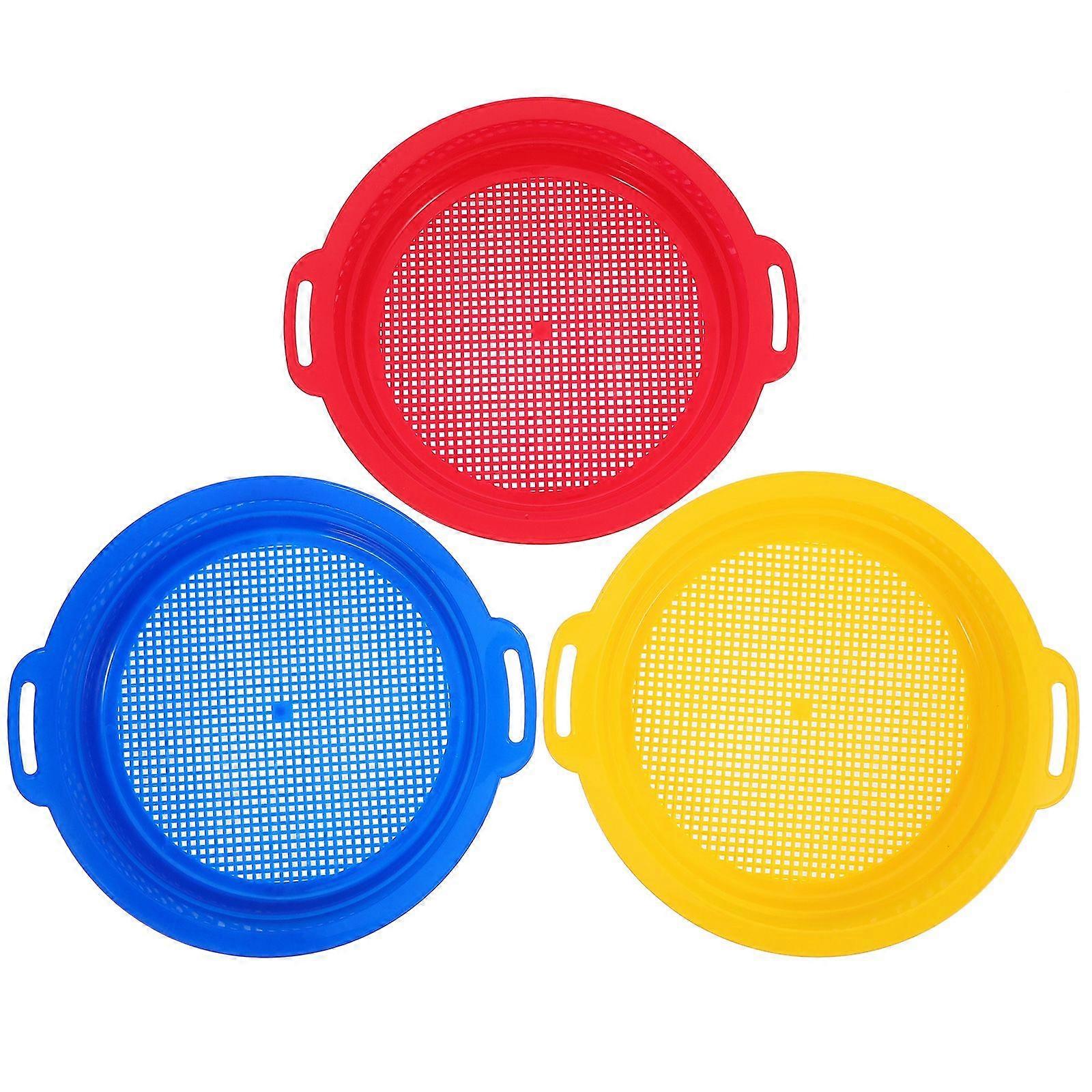 3PCS Sand Sieve Beach Toy Beach Sand Toy Mesh Filter Beach Mesh Sand Strainers