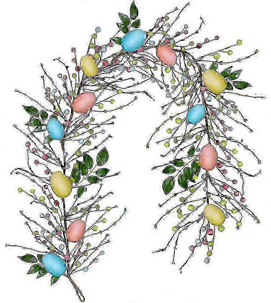 6 FT Artificial Easter Egg & Berry Garland - Rustic Spring Vine String for Festive Easter Decor & Home Decoration