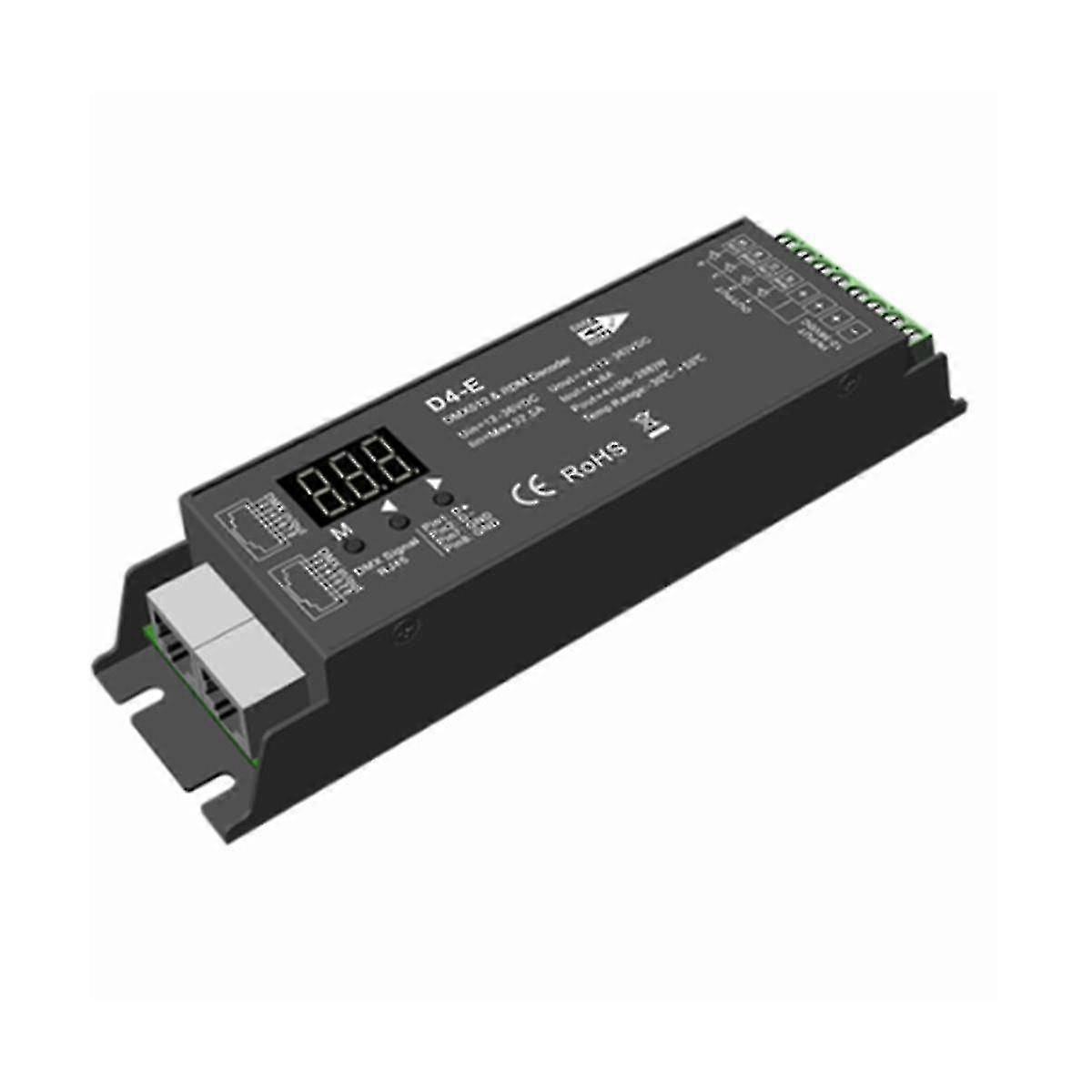 D4-e 4 canale Pwm Tensiune constantă Dmx și controler de decodor LED Afișaj digital Xlr3 Rj45 Port Dc12-36v Intrare 8ax4chBlack SZRH AB