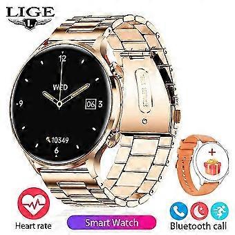 Globa Shop Uhr Erwachsene Zifferblatt Bluetooth Connect Anrufarmband Ip67 Sport Wasserdichte Smartwatch Für Android Ios Bluetooth Anruf Stahl Gold 2