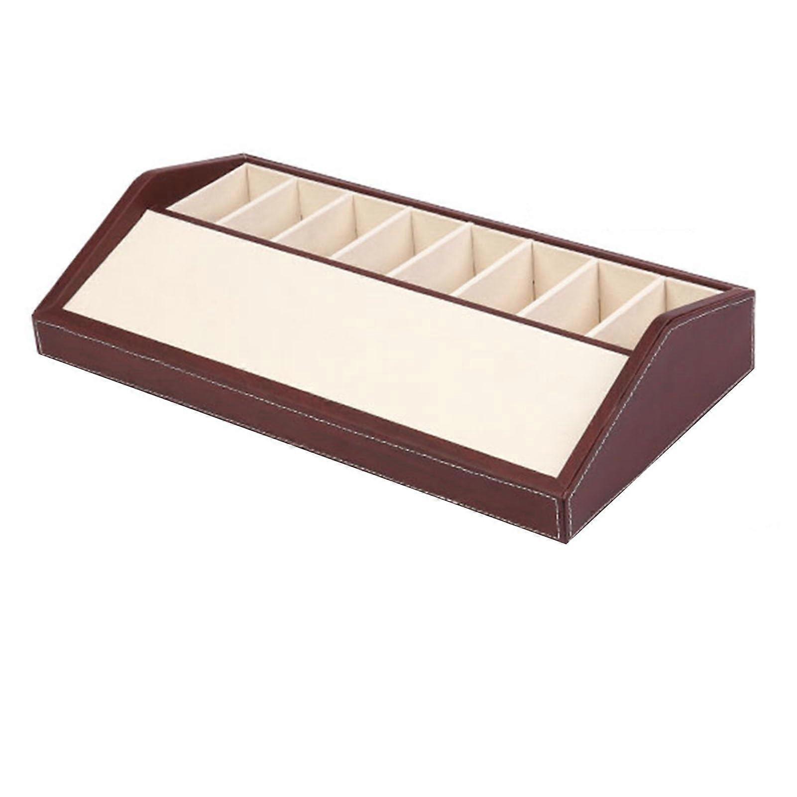 Belt Holder Organizer Box, Wood Grain Belt Storage Display, 8 Grids for Men and Women, 48 x 25 x 10 cm