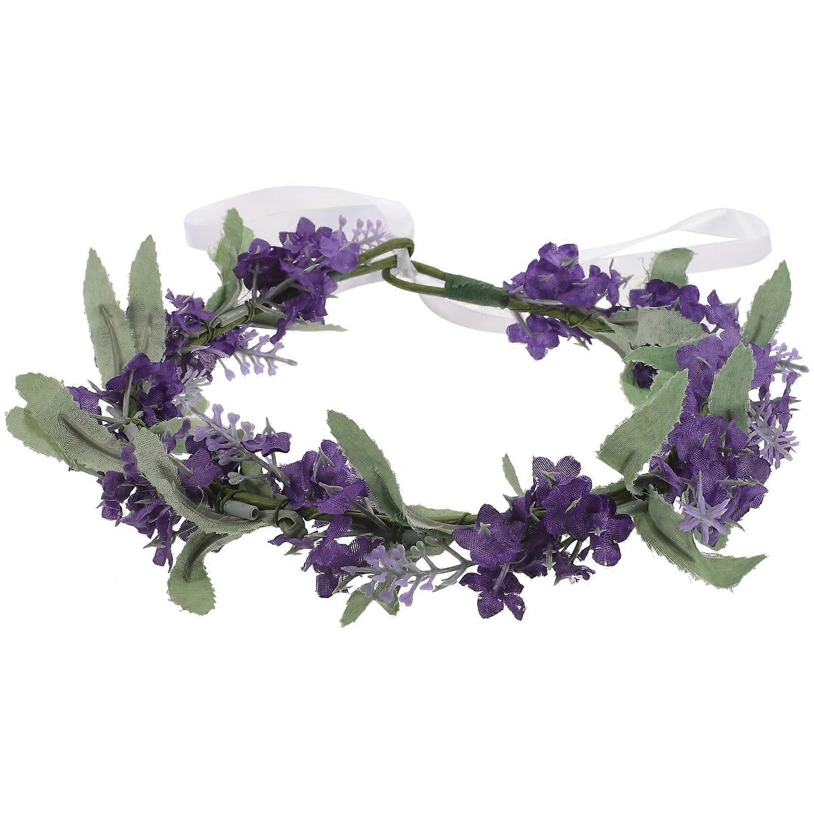 Violet Floral Headband with Lavender Flowers for Wedding Parties and Special Occasions Cloth Lightweight Comfortable Elegant Style