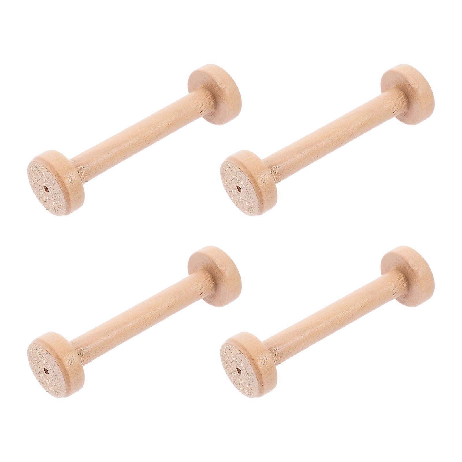 4Pcs Large Wooden Spools for Crafts Unfinished Wood Thread Spools Ribbon Holder Empty Spools for Wire