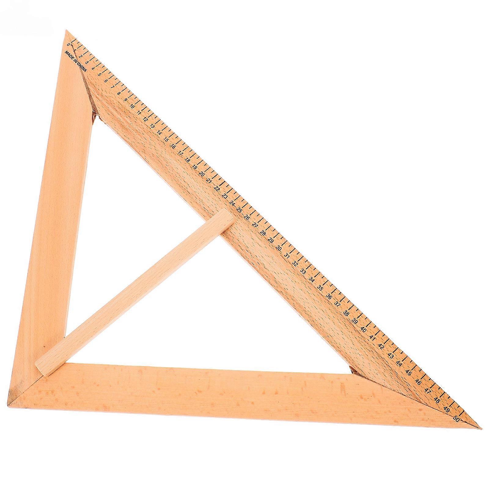 Wood Teaching Triangle Ruler with Clear Scale Markings for Accurate Measurements Khaki 7.5 inches