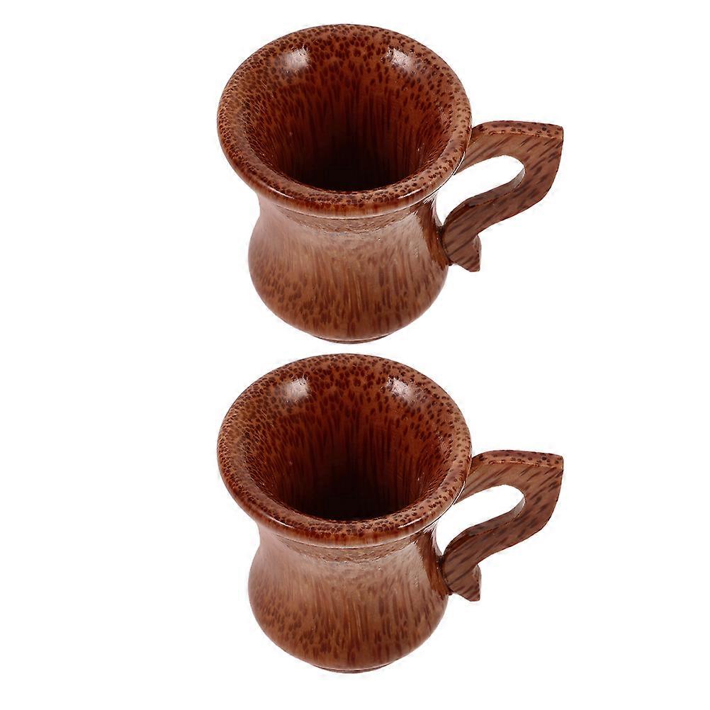 Elegant Wooden Drink Cups for Home Use Made from Natural Coconut Wood 2 Pcs Coffee Color