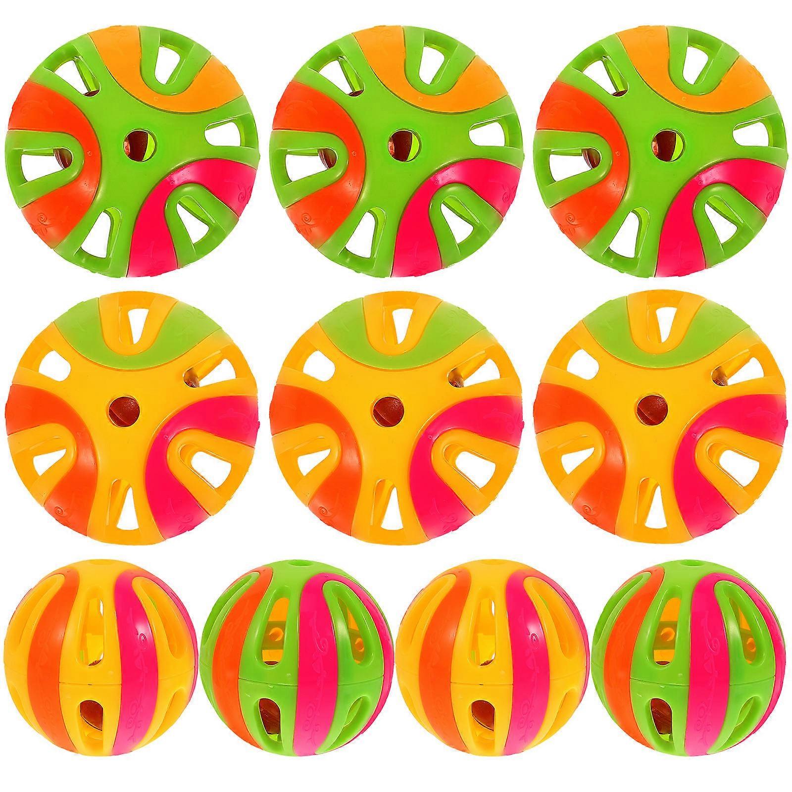 Pumpkin Shaped Bell Balls 10pcs Colorful Cat Teaser Interactive Stimulates Curiosity for Cats Random Colors