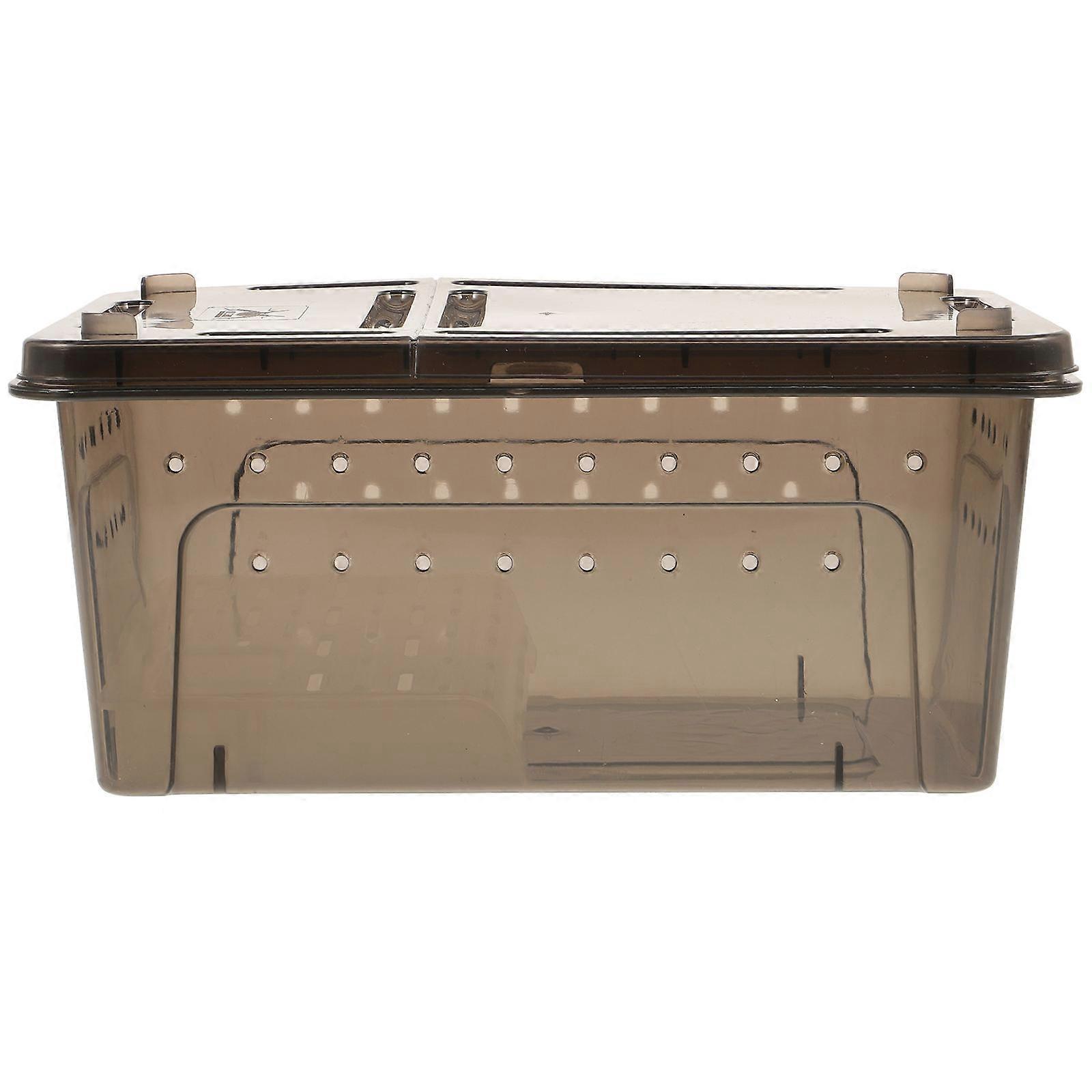 Light Grey Plastic Turtle Tank for Pet Use with Basking Platform Convenient Feeding Area 28.5 x 14 x 11.5 inches