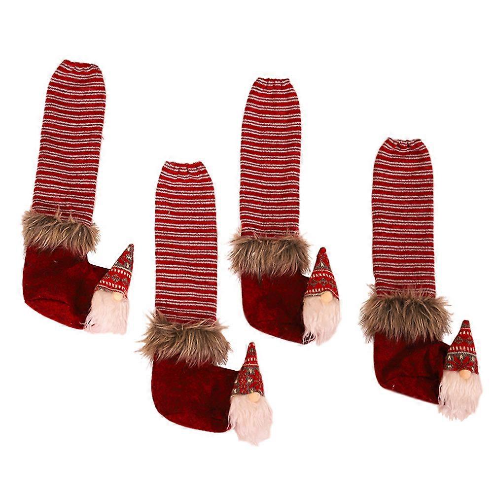 Table And Stool Protectors Non Slip Dark Library School 4Pcs Knitted Fabric