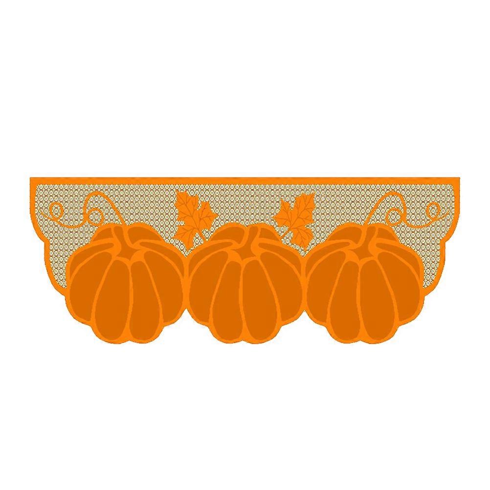 Polyester Thanksgiving Table Runner with Pumpkin Lace Design for Table Decoration Orange 152 x 50.8cm