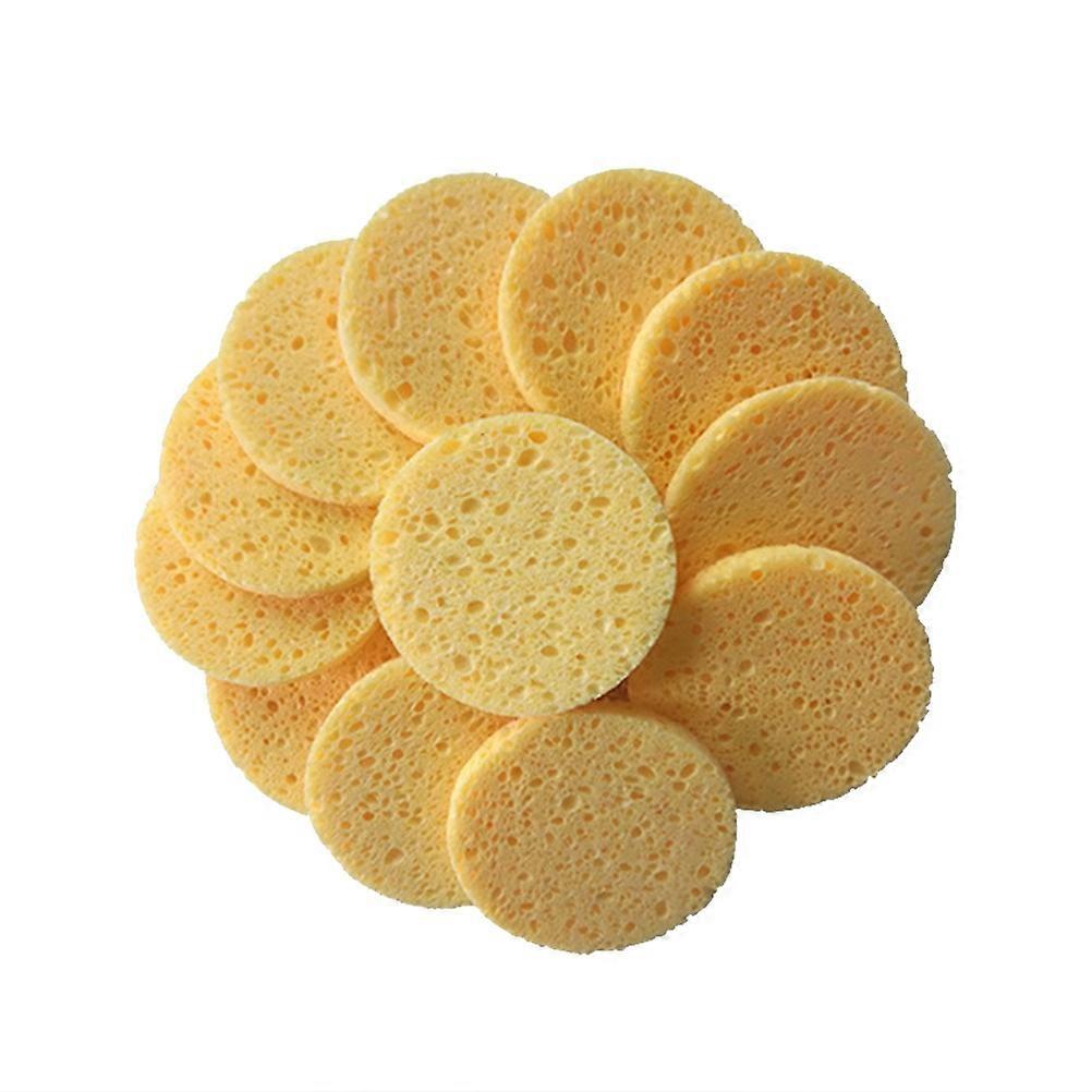 Yellow Cellulose Face Cleaning Sponge for Daily Cleansing and Makeup Removal 50 Pcs Premium Quality Small Round Sponges