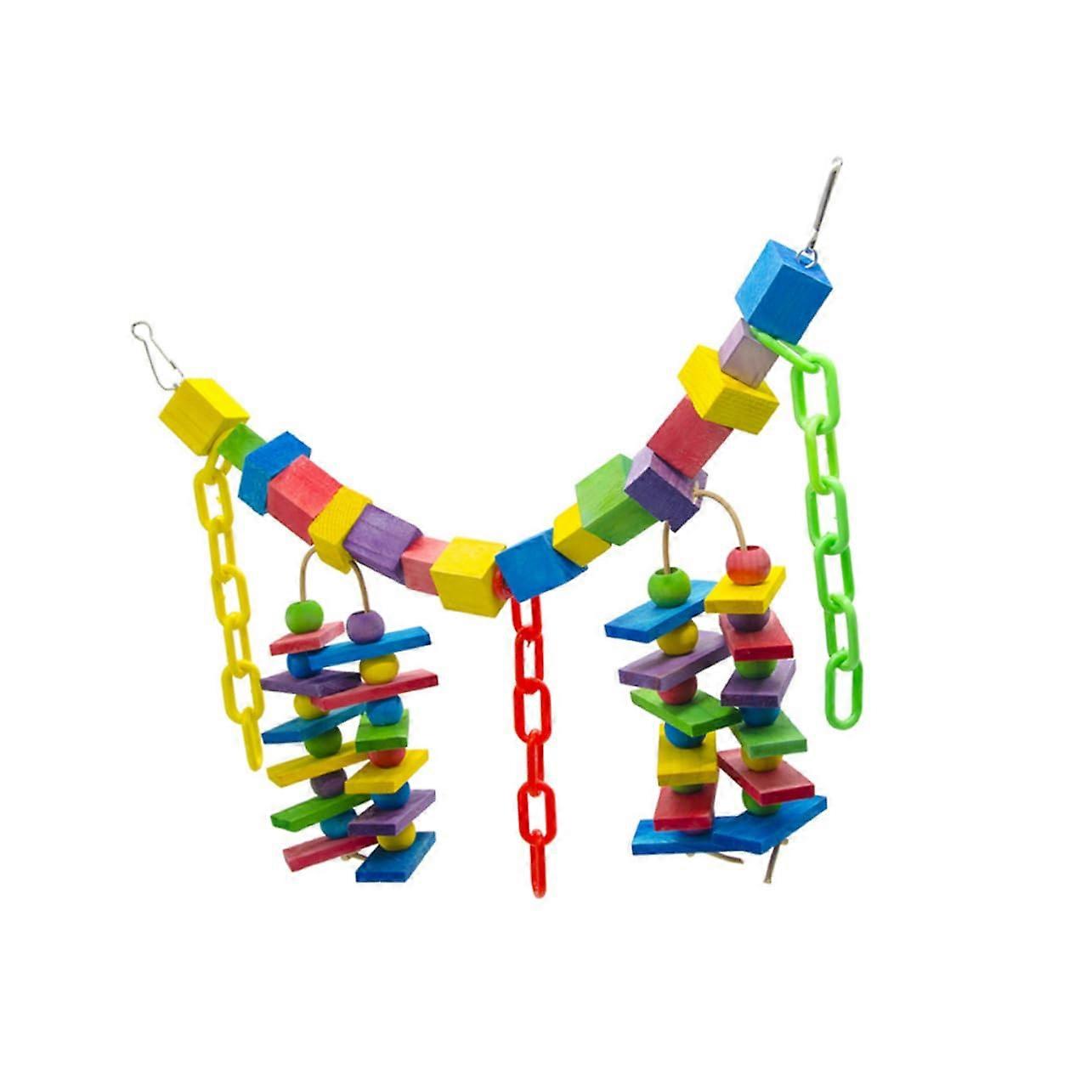 Parrot Toys Made of Natural Wood, Colorful Chew Toys for Birds to Climb and Play