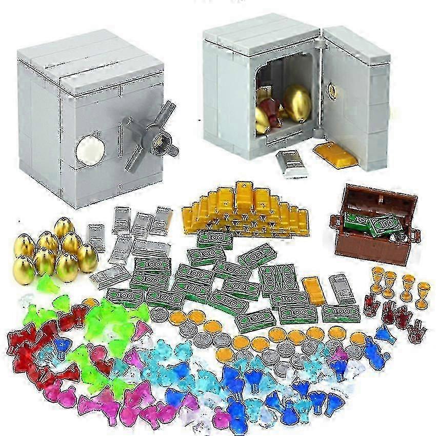 EA صندوق الكنز عملة الماس خام الذهب الفضة النقدية مجموعة النقود الملحقات ألعاب الأطفال للأطفال Leduo City Building Blocks hwy