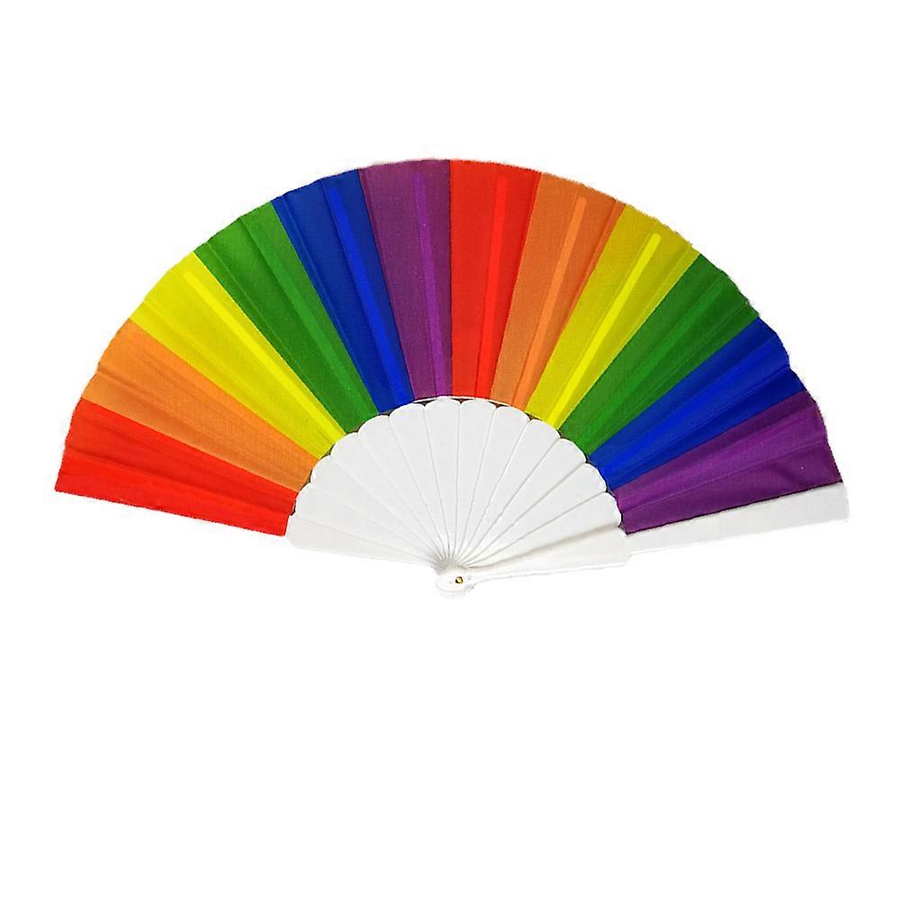 Rainbow Handheld Folding Fan For LGBTQ Parties And Celebrations Multi Color Portable Cooling 1Pcs