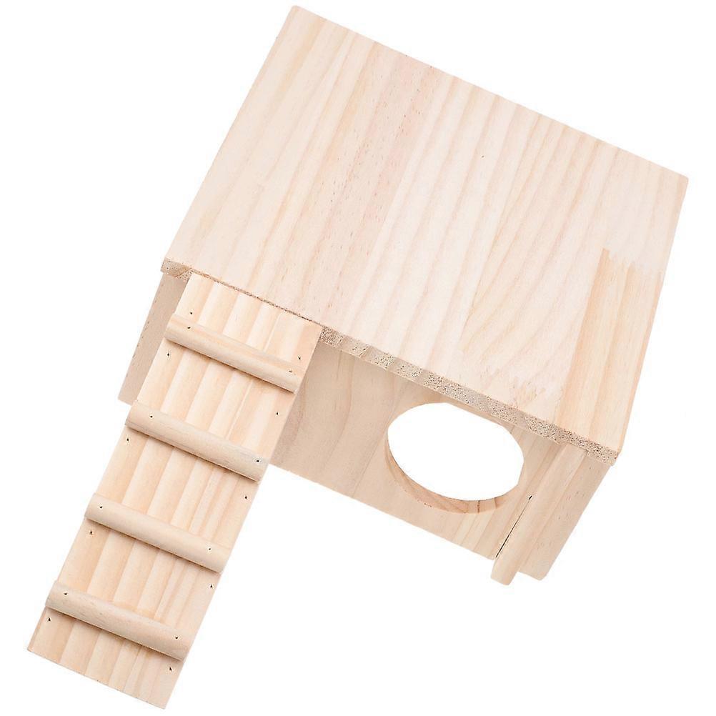 Wooden Hamster House with Multi Chamber Hideout and Ladder – Durable Small Pet Habitat for Hamsters, Gerbils, and Rodents for Comfort and Play