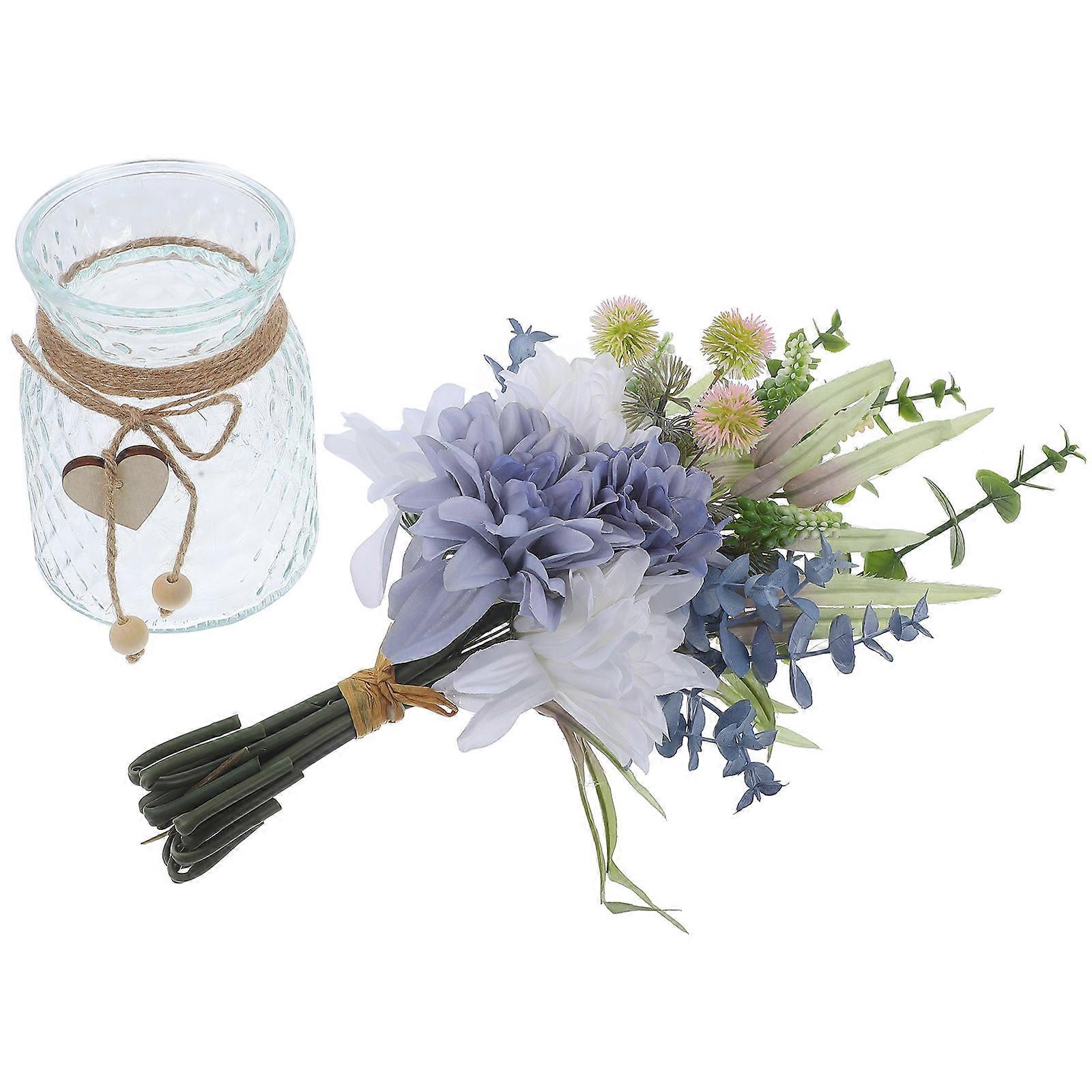 Simulation Flowers With Vase For Indoor Decoration Assorted Decoration Advanced Simulation Technology 1Set
