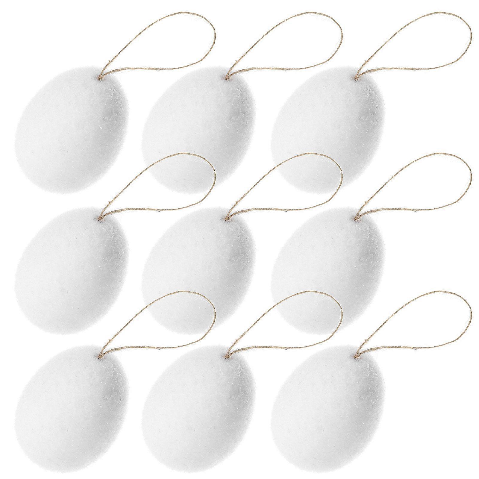 Indoor Small Ornaments Easter Egg Pendants Decor For Easter Tree Hanging Decoration Hemp Rope Material 12Pcs