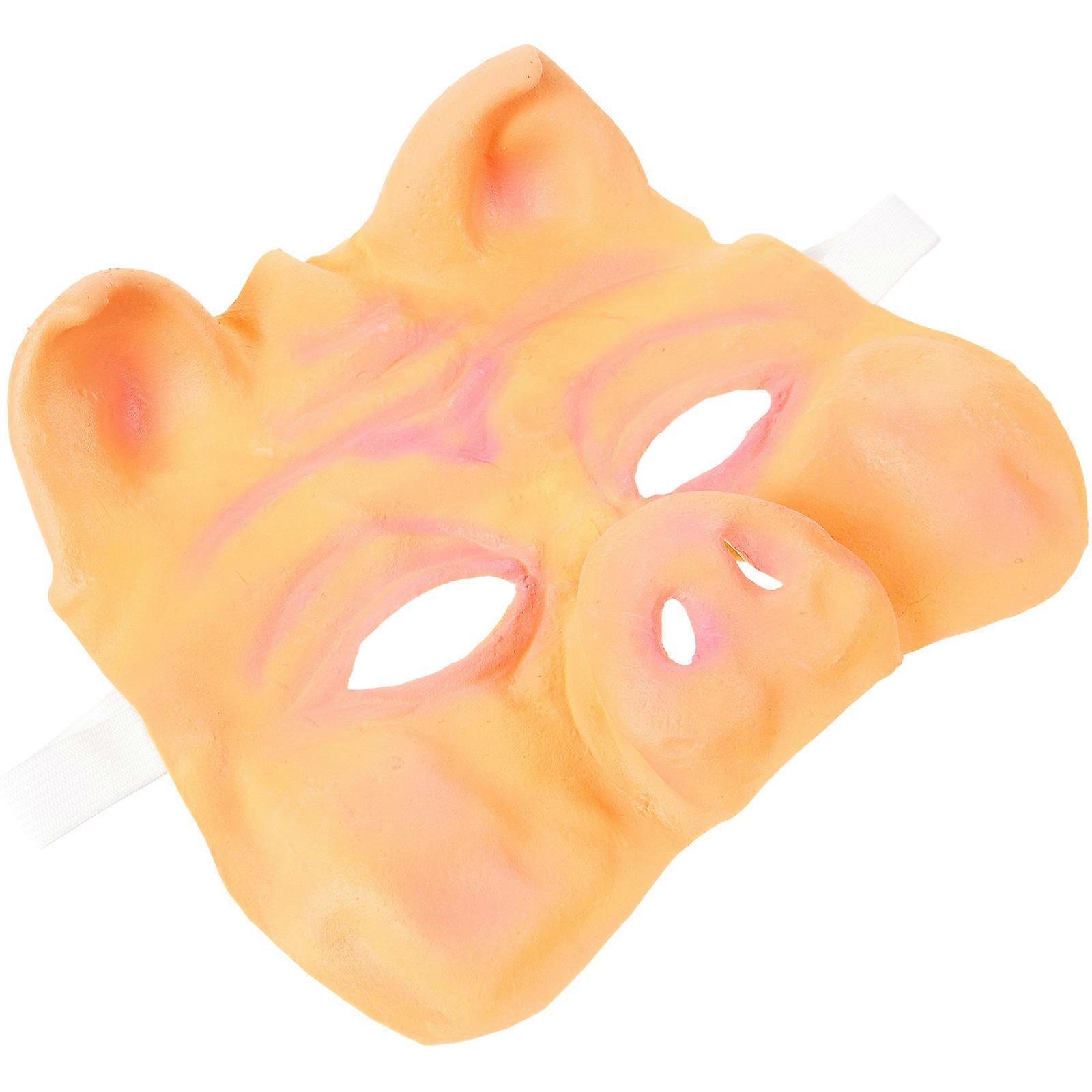 Beige Pig Head Mask for Halloween Parties and Costume Decorations Made of Comfortable Latex Material