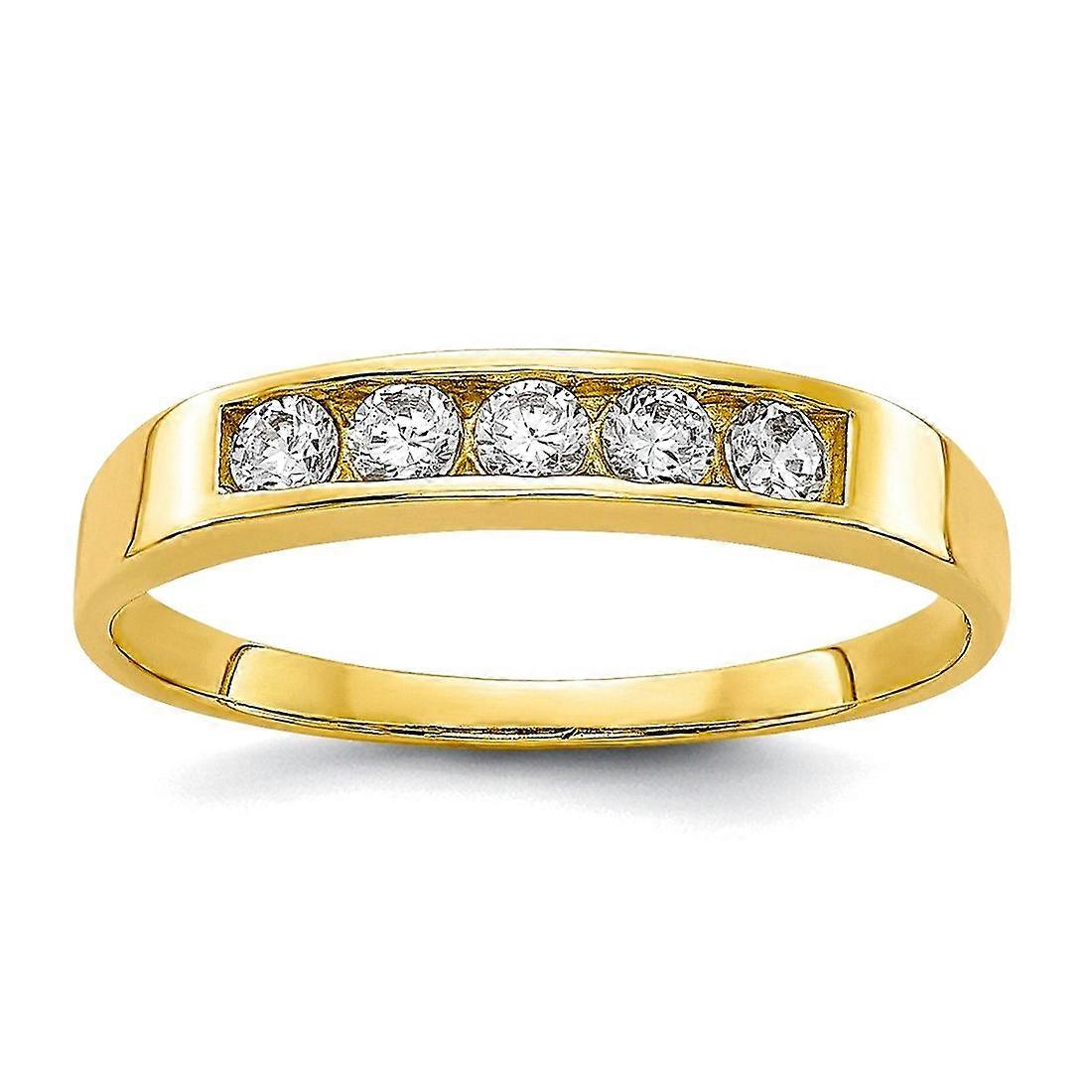 Bague en or jaune 10 carats avec zircone cubique polie, taille 3,00