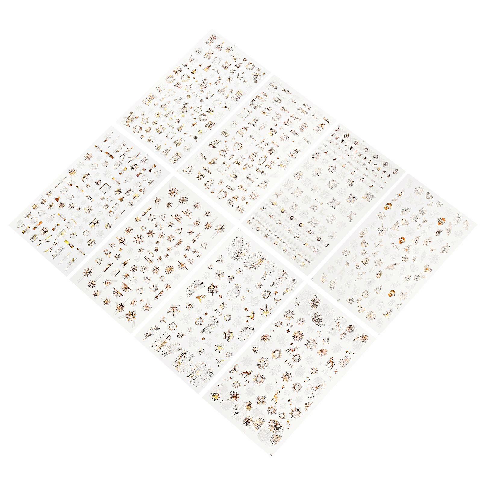 Snowflakes Nail Decals Fashion Snowflake Stickers For Women's Home Use 12.2cm x 7.6cm x 0.1cm Long-lasting Decorative Use 8 Sheets
