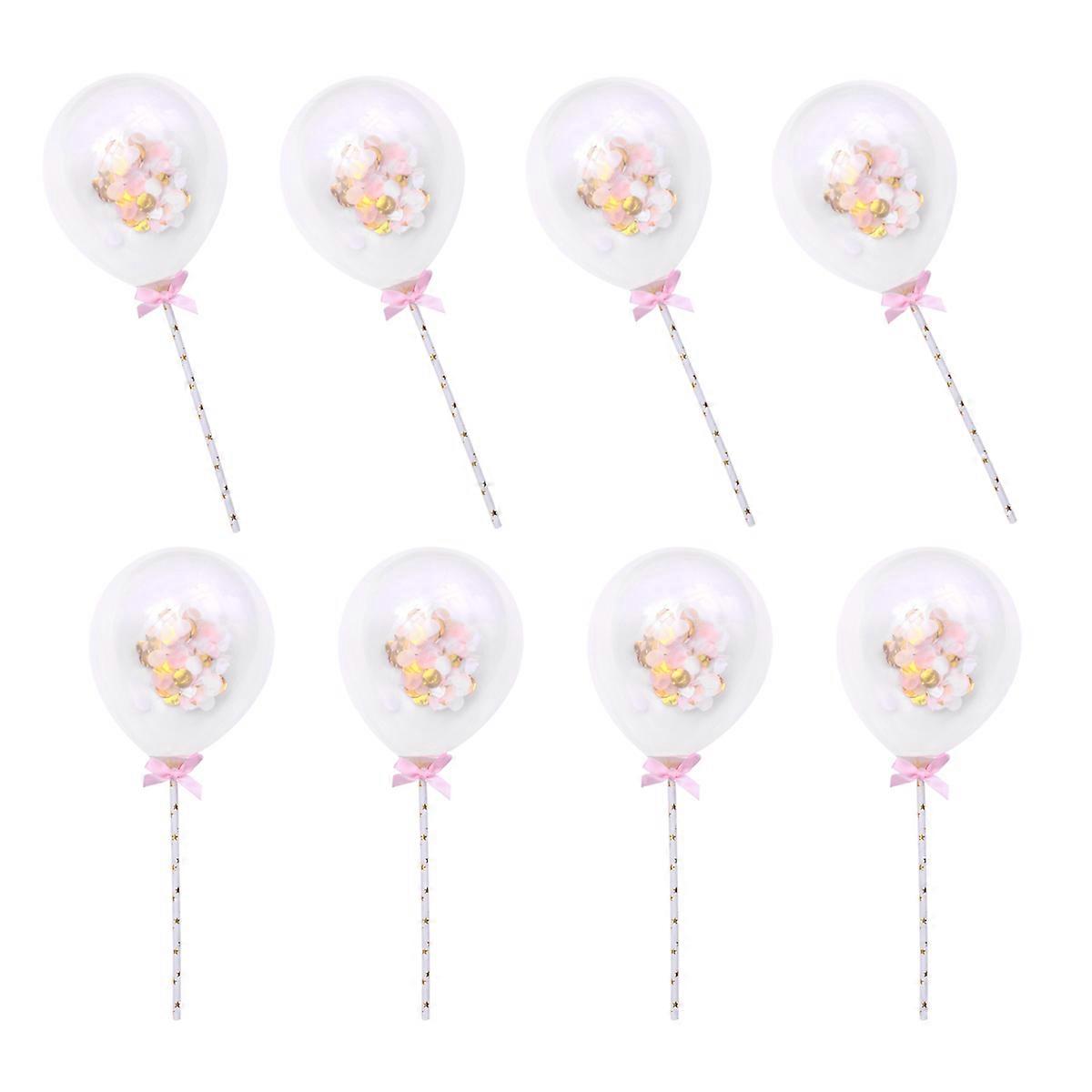 Pink Balloons Cake Topper Set 10pcs Reusable Plastic Mini Confetti Balloons for Wedding Birthday Decor