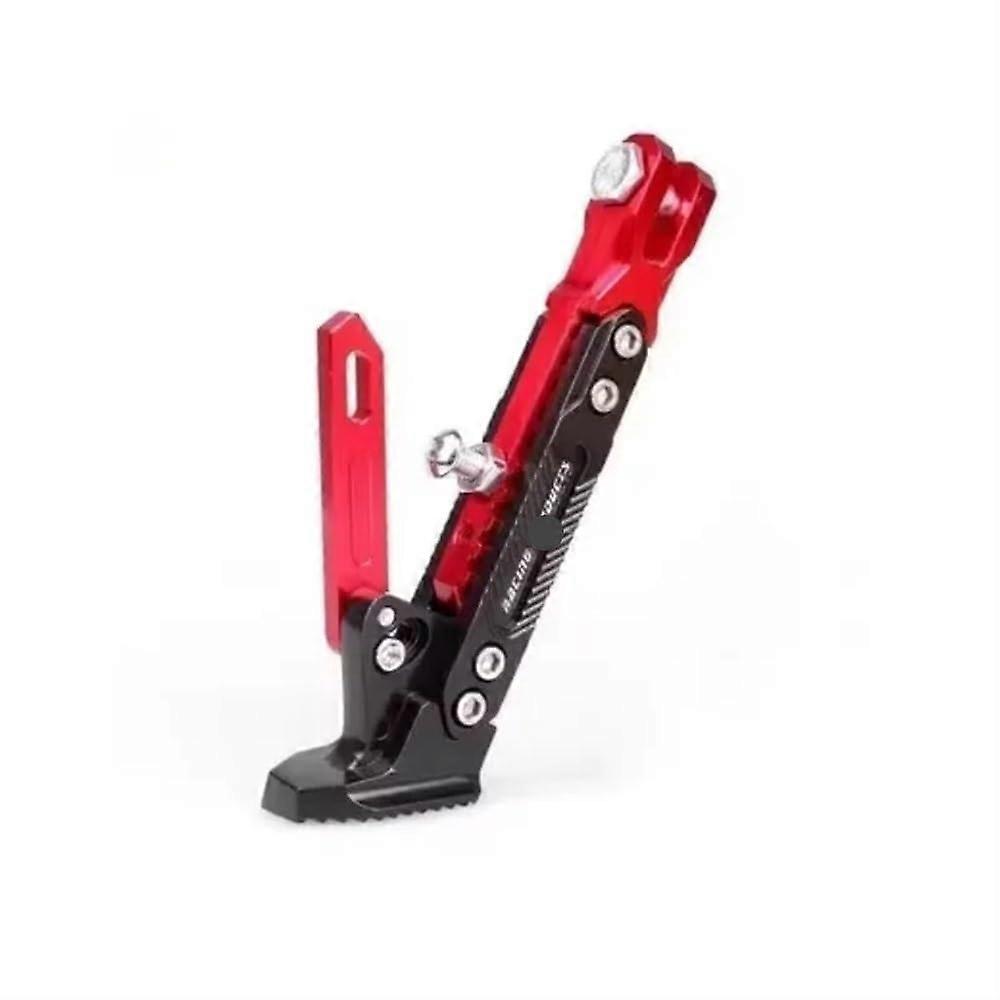 Motorcycle Bicycle Adjustable Metal Side Stand Kickstand Support Parking Accessory Red