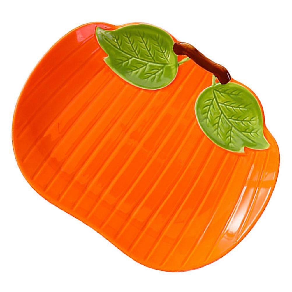 Pumpkin Serving Tray Decorative Ceramic Plate For Special Occasions Orange Color 1Set