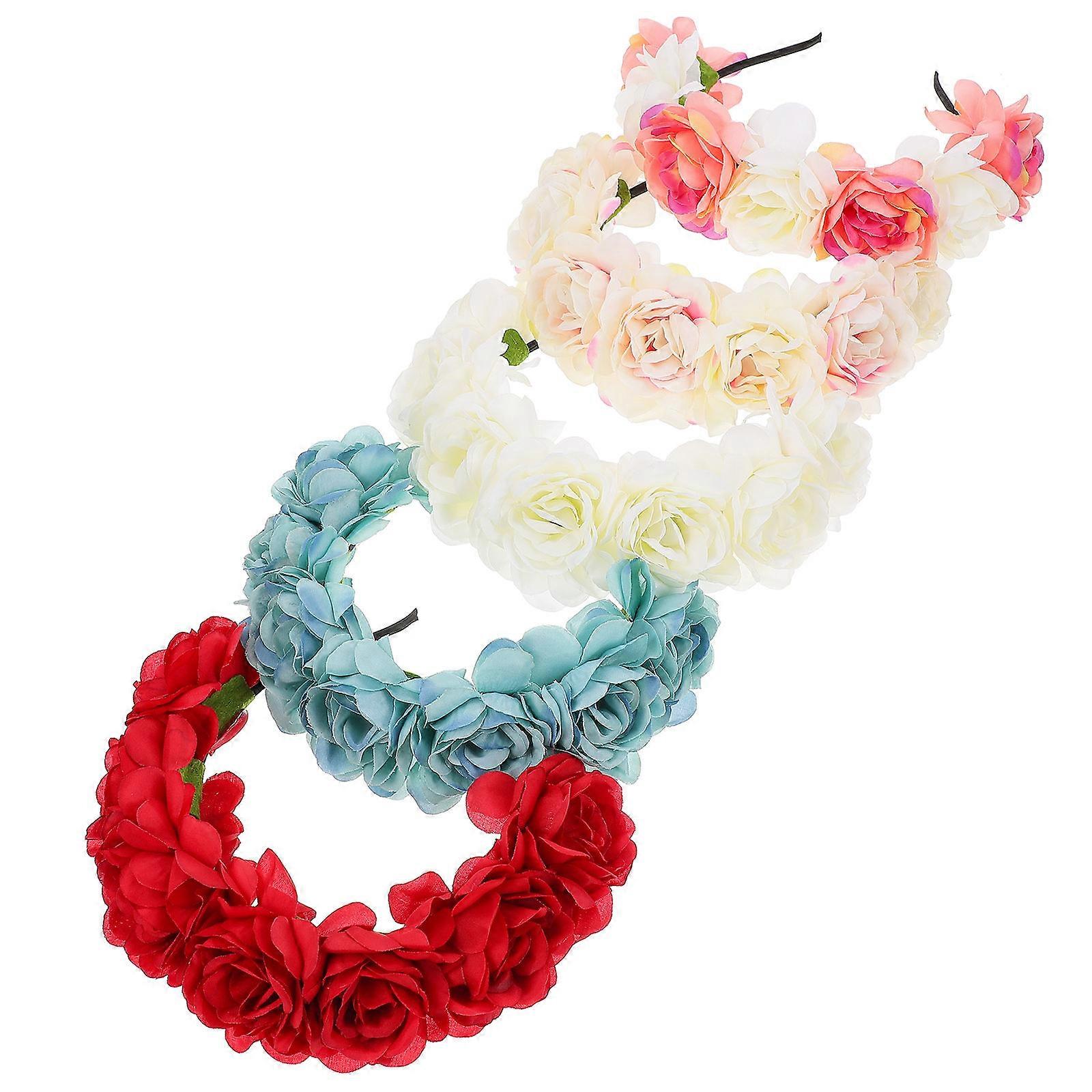 Kids Flower Headpieces For Parties Photo Taking Decorations Simulation Flower Design 5Pack