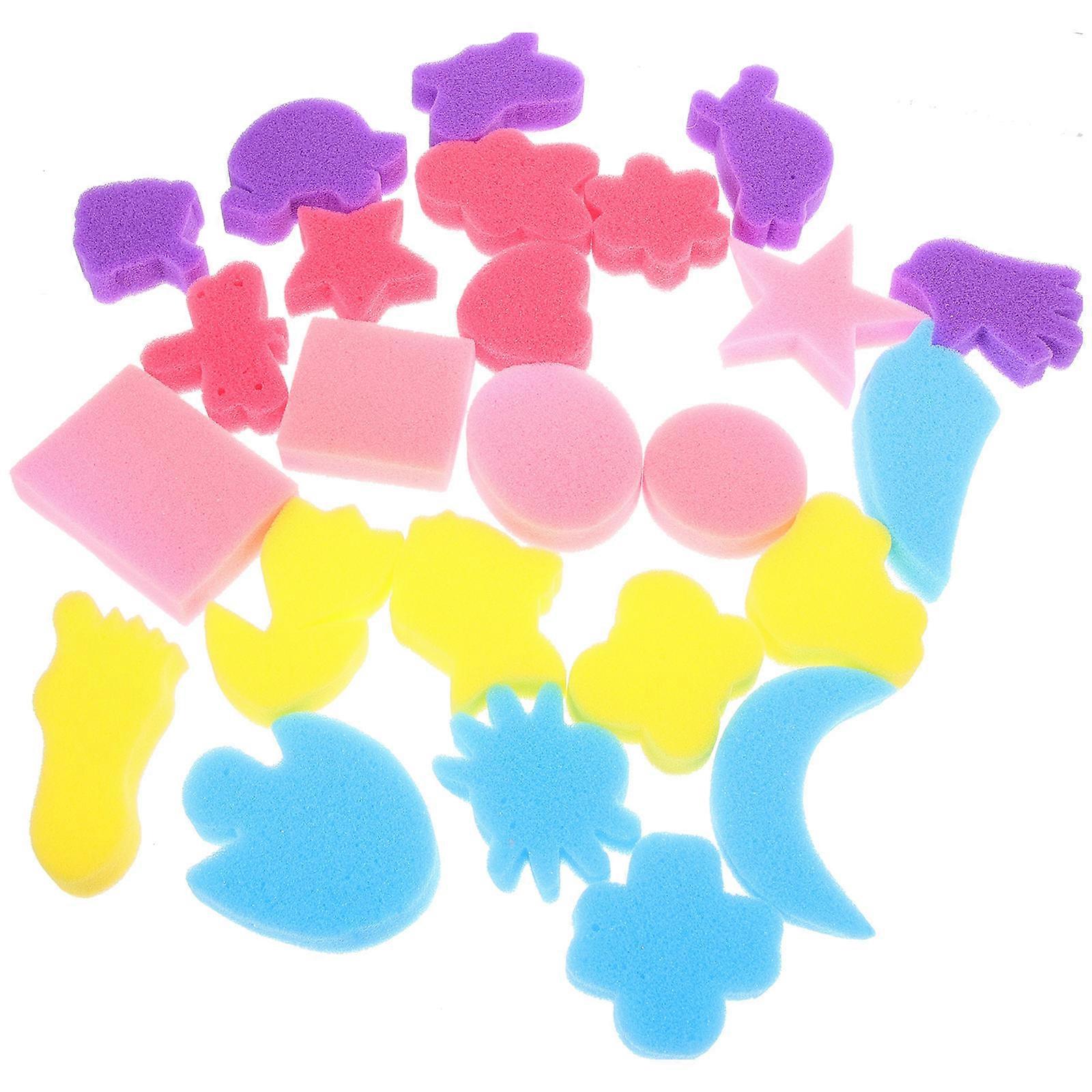 Kid Sponge Stamp for Arts and Crafts with Assorted Colors Easy to Clean and Dry Perfect for Children Use 30pcs