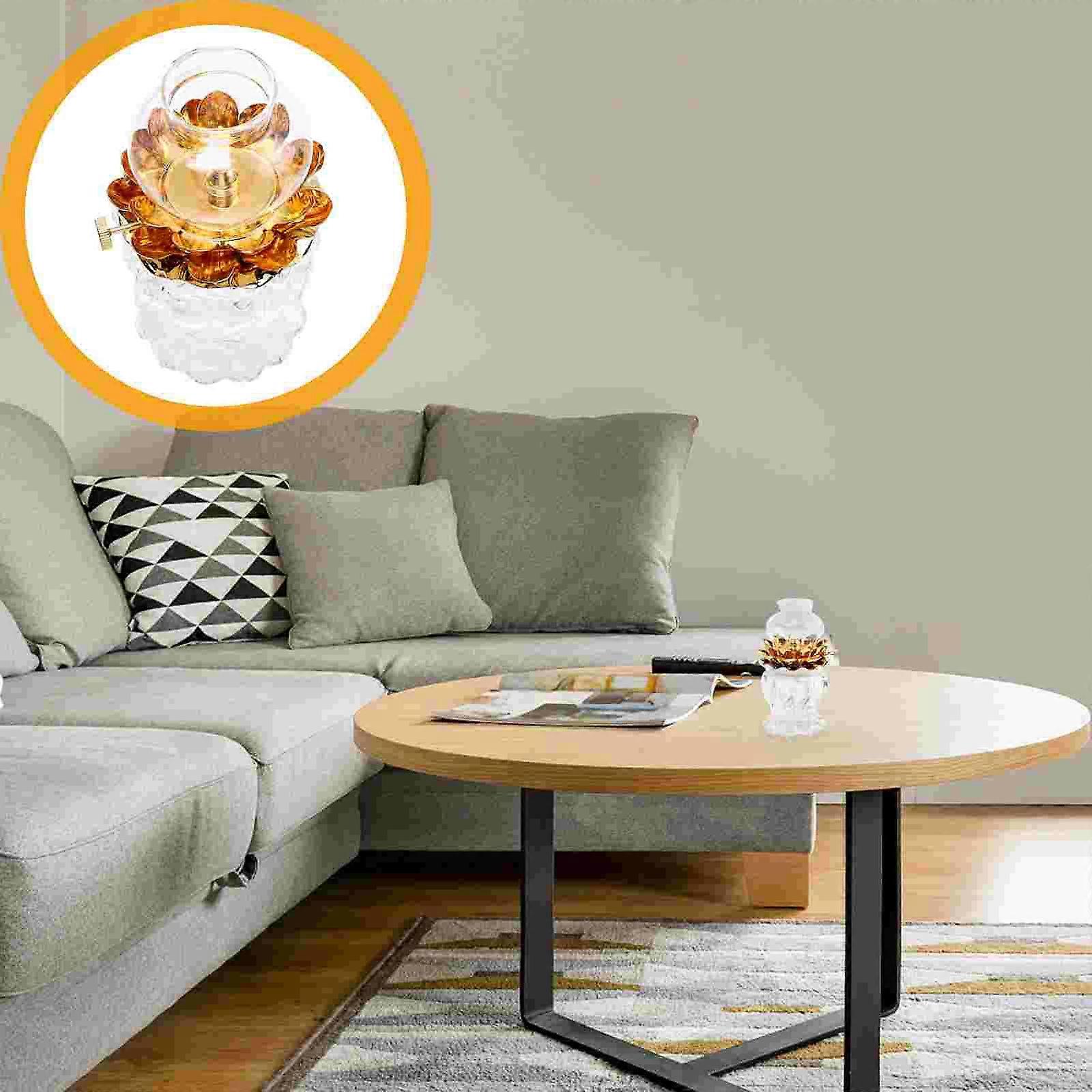 1pc台式油灯莲花煤油灯莲花油灯玻璃煤油灯