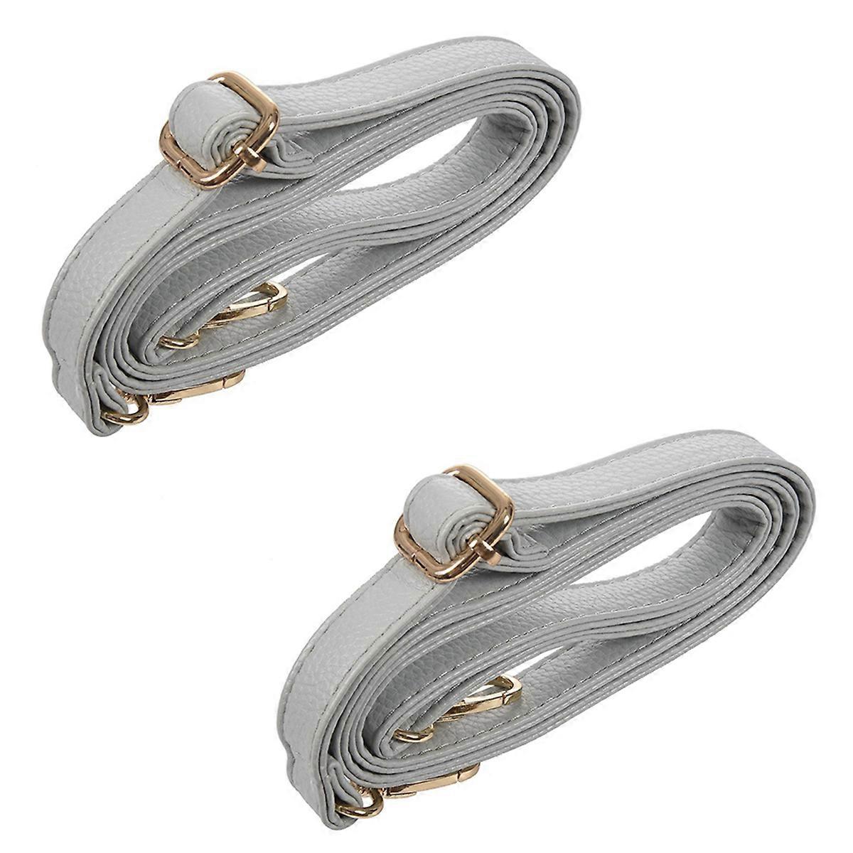 2X DIY Replacement Leather Bag Shoulder Strap Handle Body Adjustable 140 x 2cm, Gray