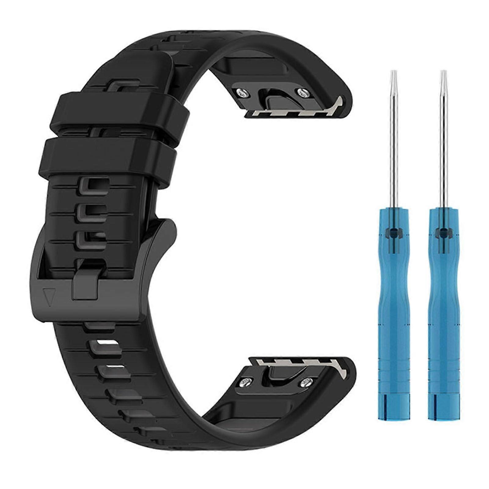 22mm Soft Silicone Watch Bands Compatible with Garmin Fenix 7X/7X Pro/6X Pro/Forerunner 965 in Black/Grey