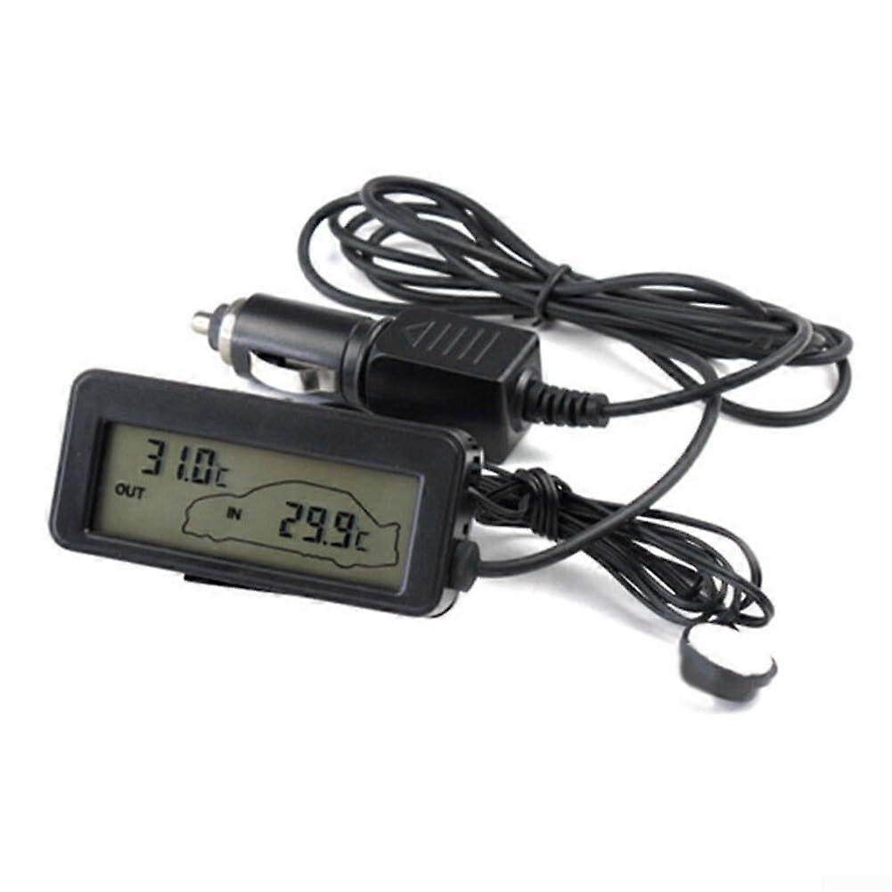 Easytoread car thermometer with LCD display at 12V, ideal for monitoring interior and exterior temperatures.