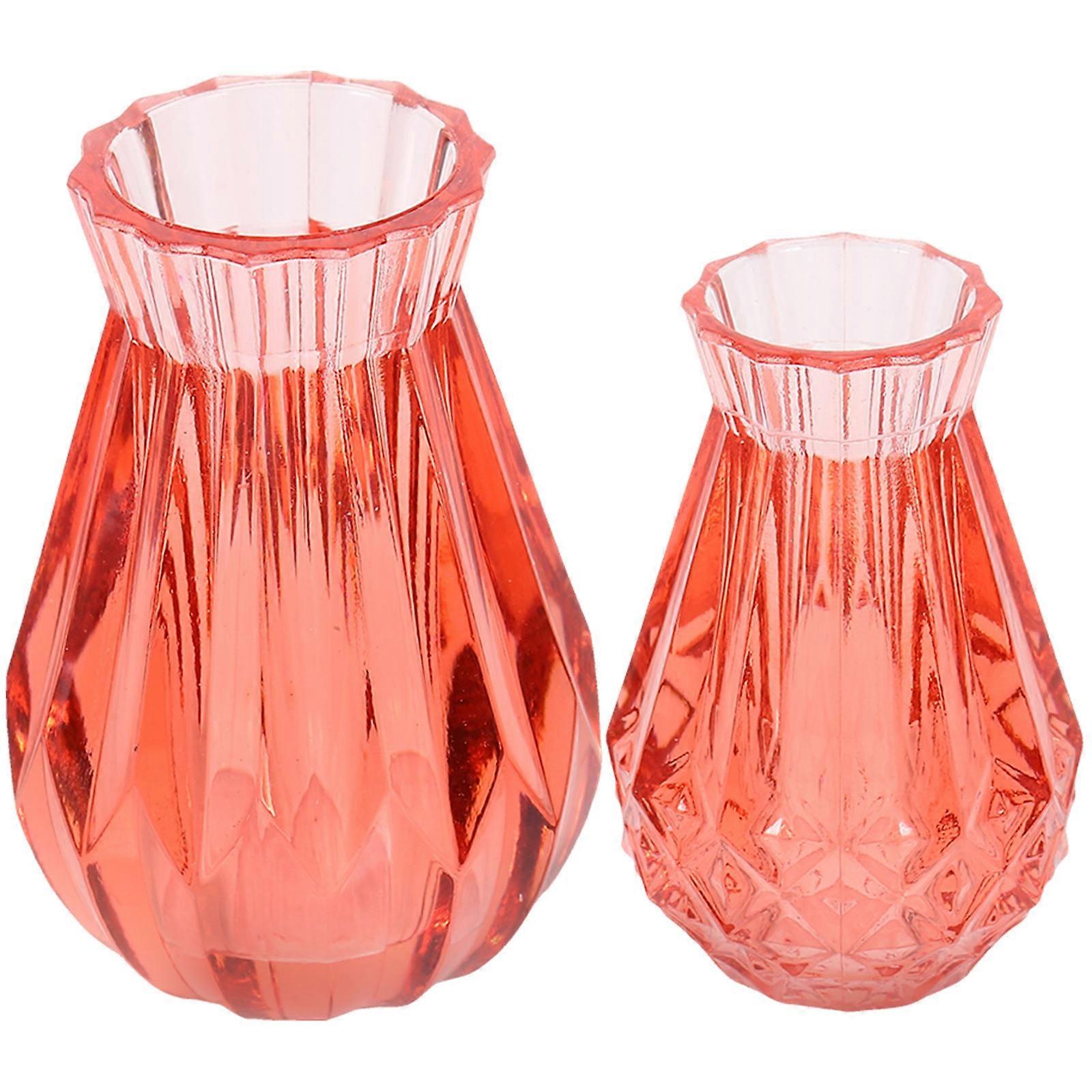2Set Mini House Vase Decoration For Photo Props Pink PVC Planter Accessory Cute Shapes