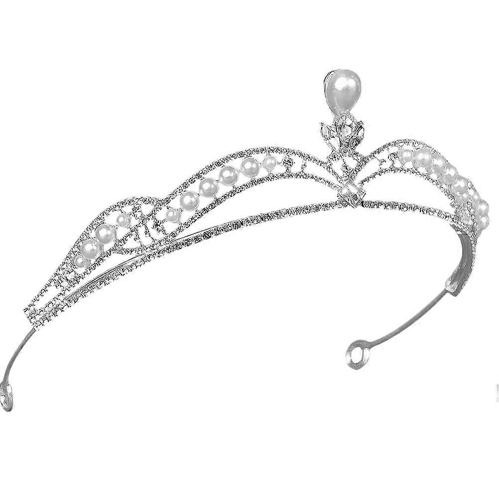 Durable Bridal Crown with Rhinestone and Artificial Pearl for Decor Silver