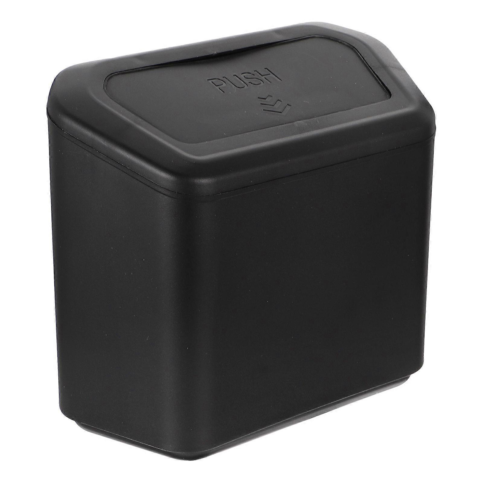 Collapsible Car Trash Can with Lid for Small Garbage Storage in Black Plastic 1 Piece
