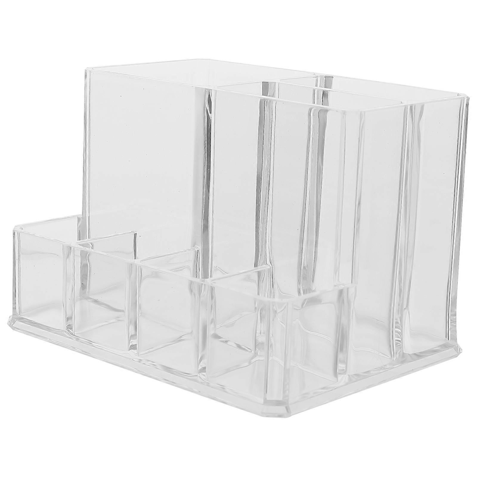 Transparent Cosmetic Storage Box for Brush Organization on Desk Made of Material