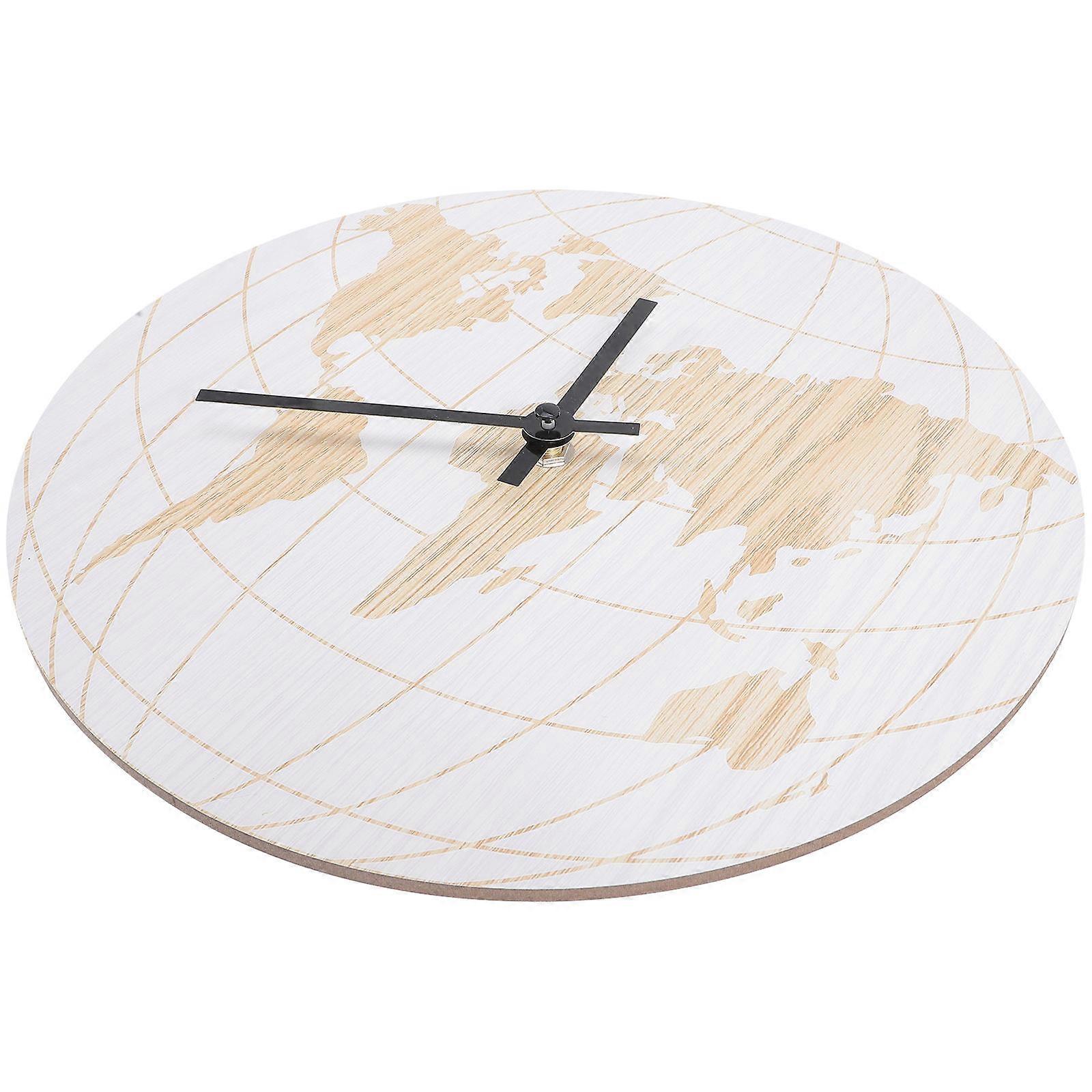 Non Ticking Map Wall Clock For Adults Home Office Decor 1Pcs