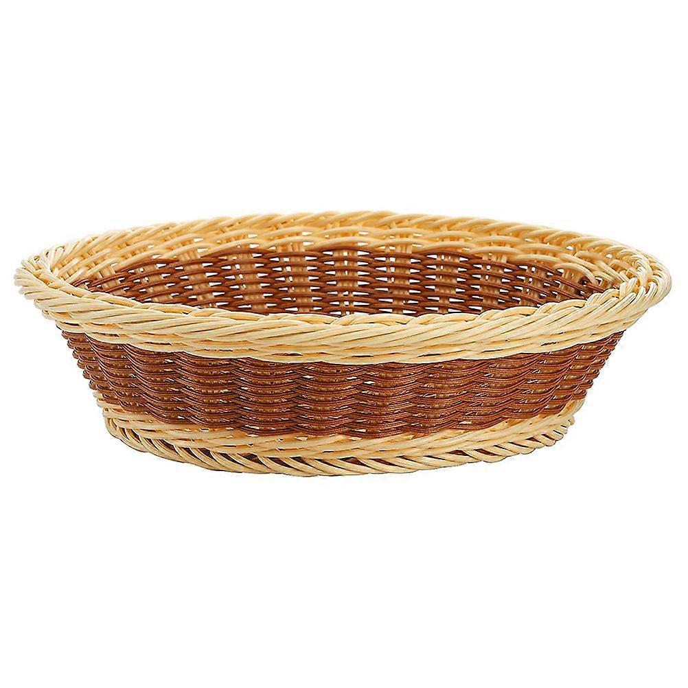 Woven Storage Basket for Sundries Organization in Light Brown with Round Surface 1Pack