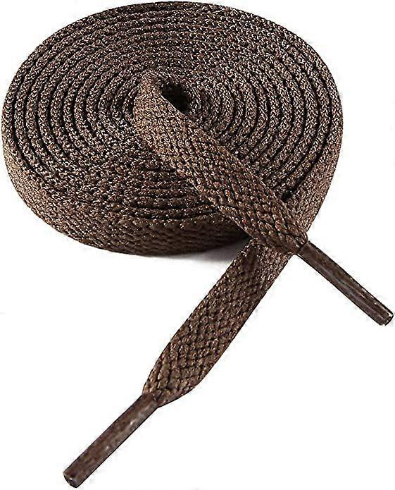 Wide Flat Shoelaces - 8mm Athletic Trainer Laces (Brown, 2pcs)