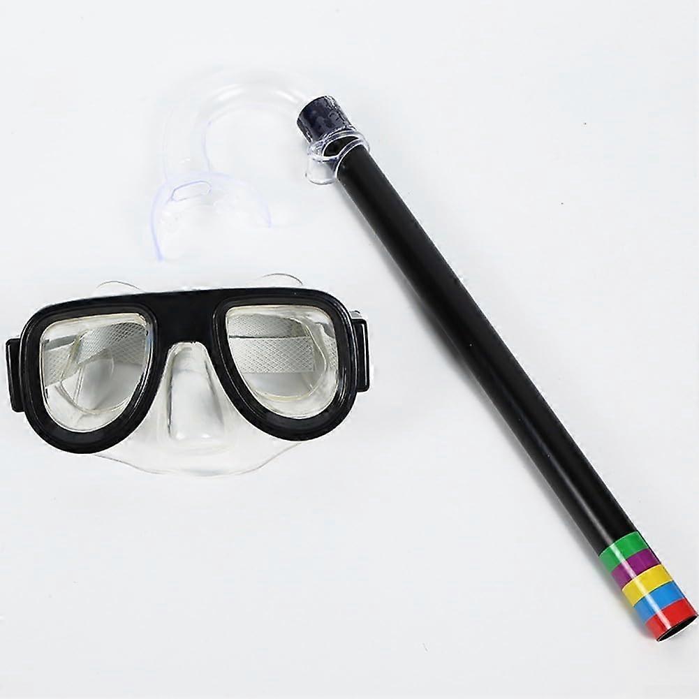 Anti Fog Swim, Kids Snorkel Set Adjustable Strap, Robust Polycarbonate Lens Ideal for Underwater Explorations (Black)