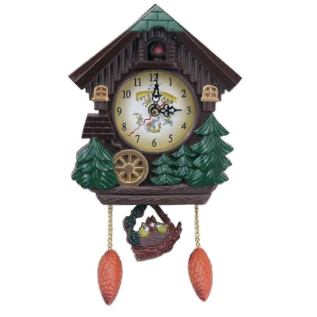 Cuckoo Wall Clock Decorative Musical Alarm Clock for Kids Room, Colorful Design, Wood Material, Quiet Mechanism