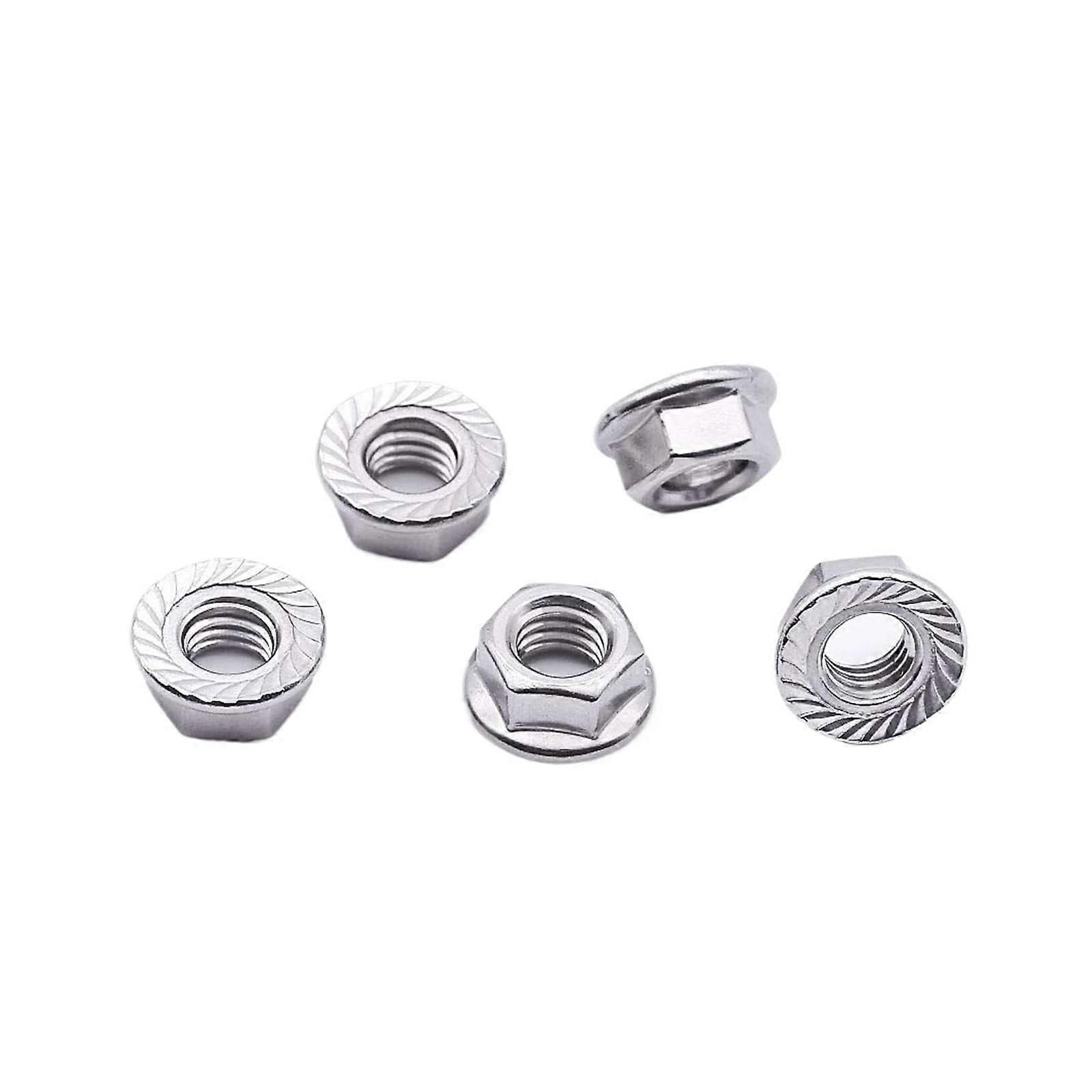 Hexagon nuts with serrated flange, hexagon nuts with flange, stainless steel 304, bright surface, full thread, DIN6923 (M4 (50pcs)).