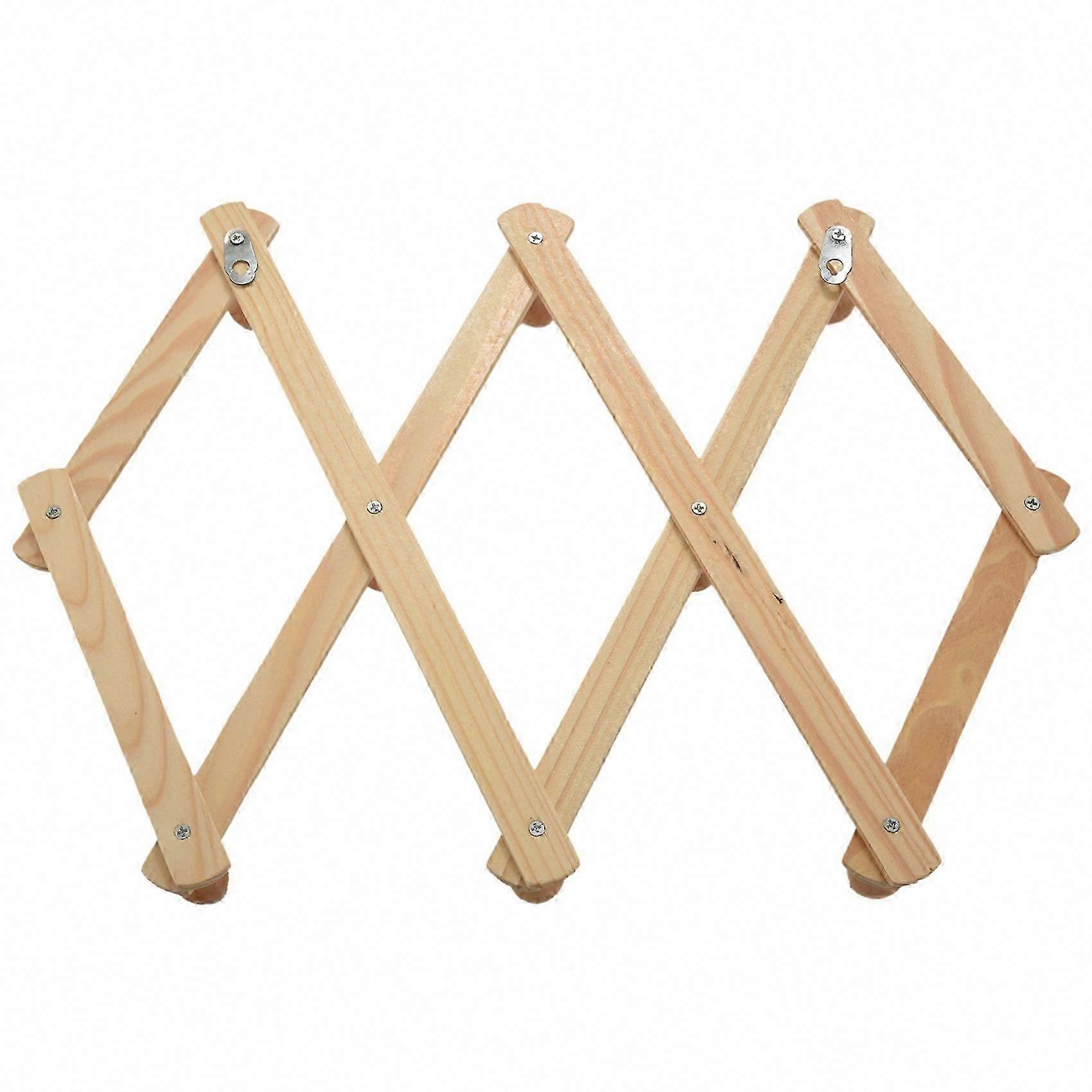 Expandable Wooden Accordion Coat Rack - 10 Hooks, Wall Mounted, Natural Finish, 2 Pack
