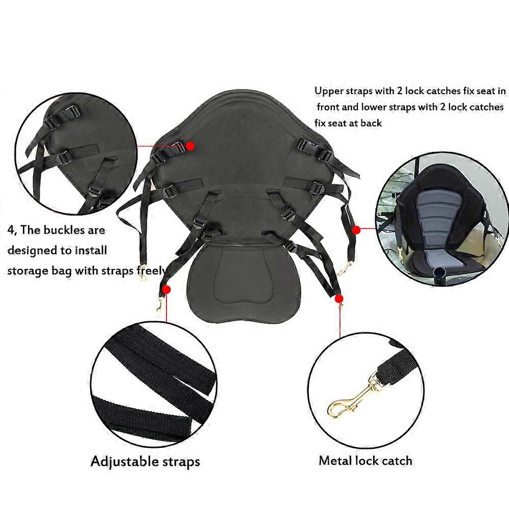 Deluxe Padded Kayak / Boat Seat Soft and Antiskid Padded Base High Backrest Adjustable Kayak Cushion with Backrest