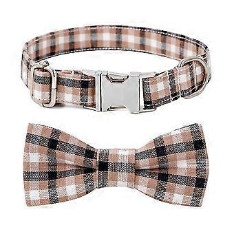 Durable bow tie dog collar with metal buckle. Size 4-XS