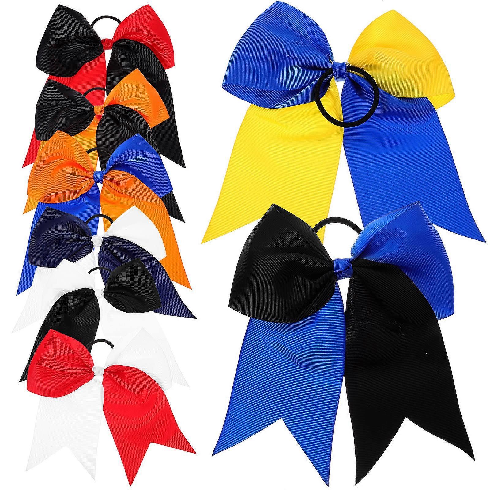 8 pcs Large Bow Hair Ties Elastic Ponytail Holders for Little Girls Decorative Hair Accessories